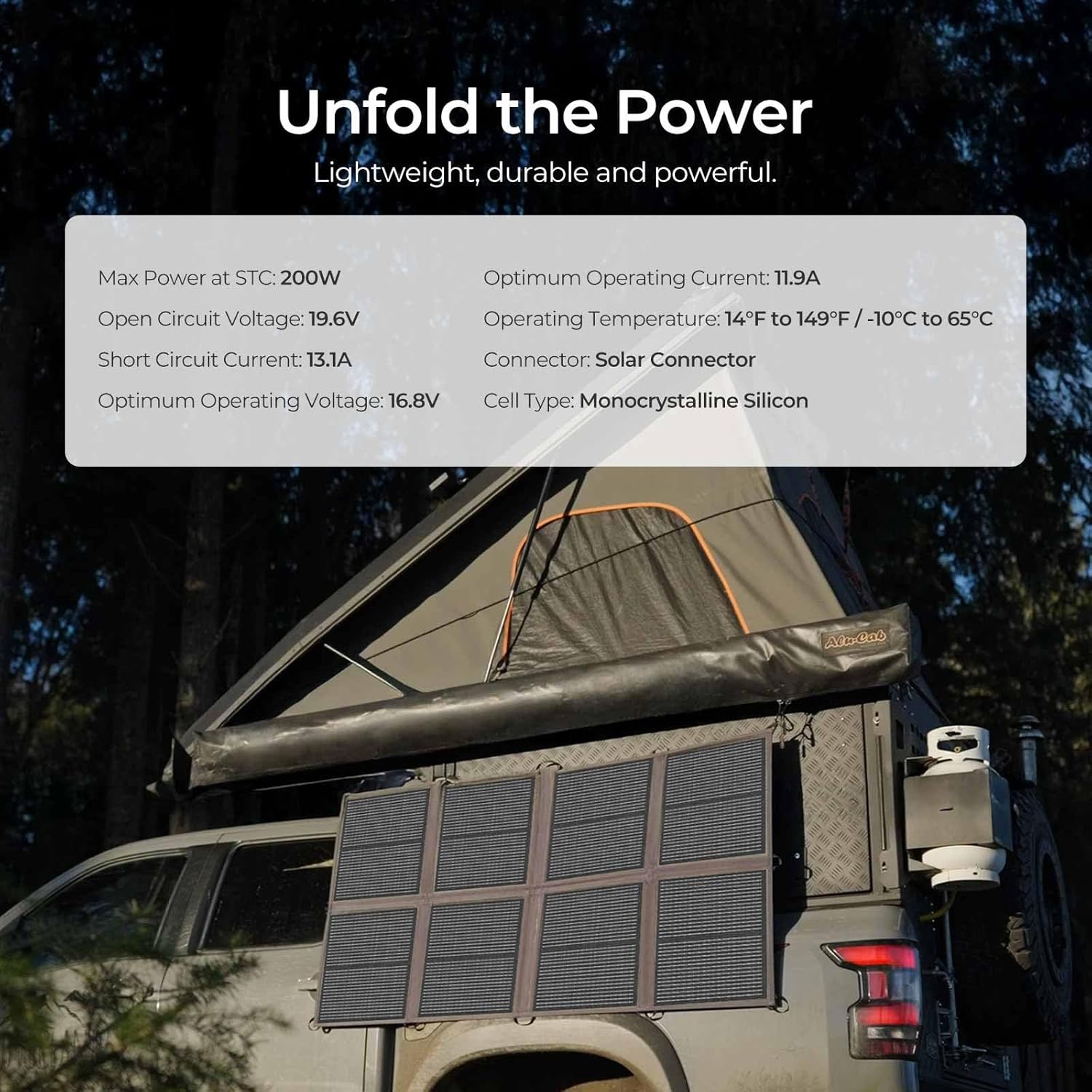 RENOGY REGO 200 Watt Portable Solar Panel, Renogy Solar Blanket N-Type Foldable Solar Panel, 25% High Efficiency, Lightweight Solar Panels Charger for Camping, RV, Marine, SUV, Off Grid Applications