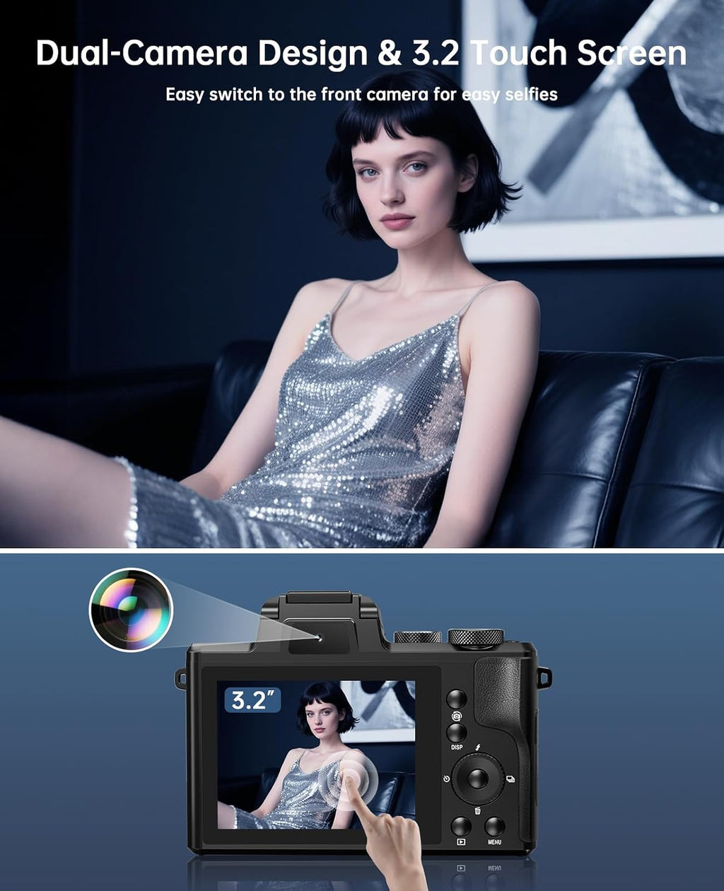 8K Digital Cameras for Photography Autofocus, 2026 Upgrade 88MP WiFi Professional 16X Zoom Photography Camera with Dual-Lens for YouTube, SD Card, Lens Hood, Touch Screen, 2 Batteries & Charging Stand