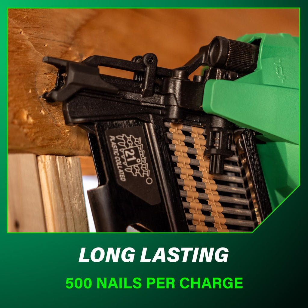 Metabo HPT 18V MultiVolt Cordless 21° Framing Nailer Kit, 3-1/2' Plastic Strip Framing Cordless Nailer, Power Tool with 4.0Ah Lithium Ion Battery, Drives 2' to 3-1/2' Nails, NR1890DRA