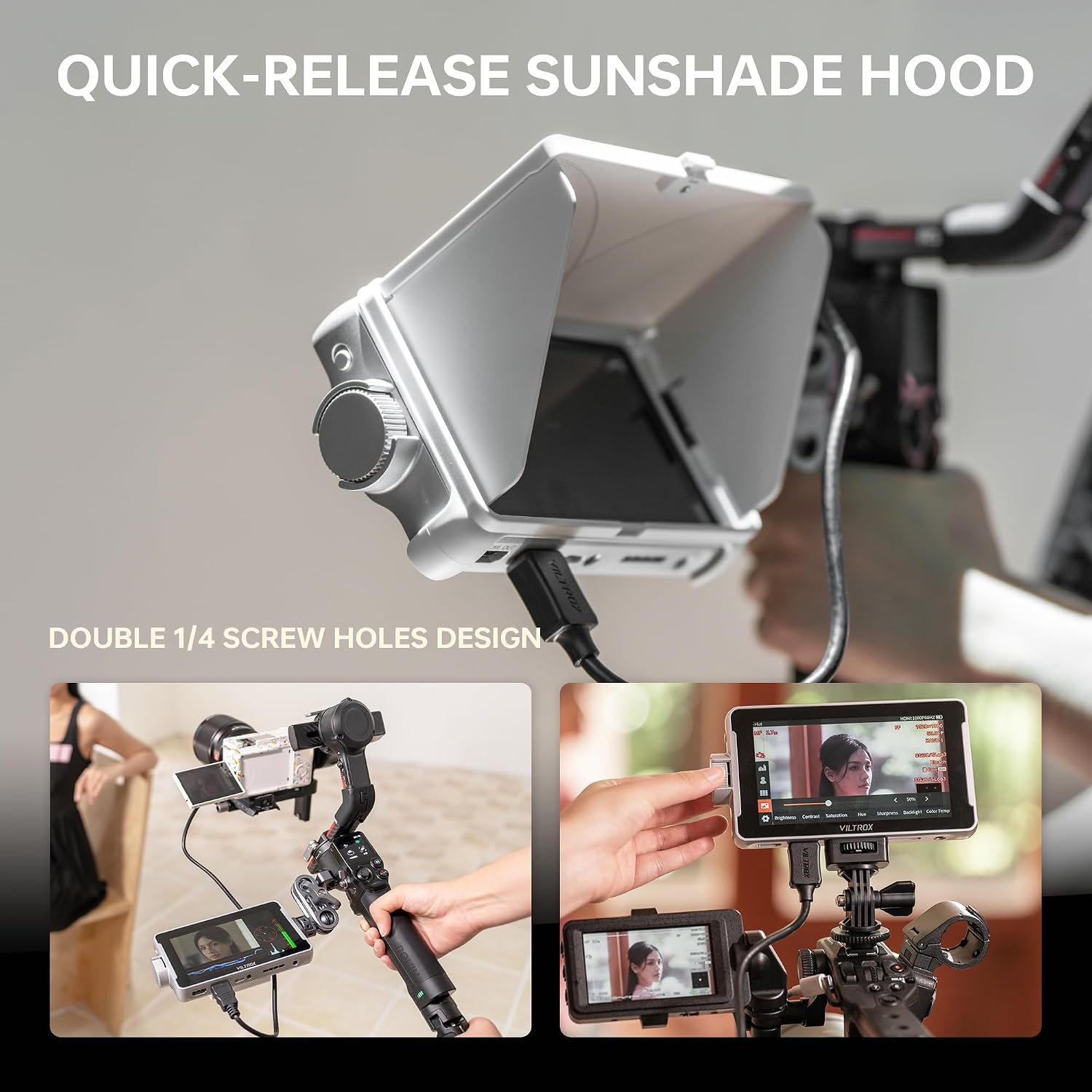 VILTROX DC-V1 5.5' Touchscreen Camera Field Monitor DSLR Monitor with 3D LUT Waveform 400Nits 160° Wide View Angle 1920X1080 IPS 4K HDMI Loop in/Out Video Peaking Focus Assist, Battery/Sunshade Hood