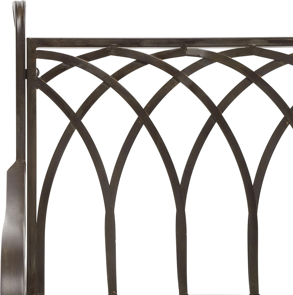 SAFAVIEH Outdoor - Medrano Iron Rocking Chair - Rustic Brown Iron Metal - Vintage Ornate Scrollwork Design - Ideal for Patio, Deck, Porch, Garden, 15' Seat Height (PAT5030B)