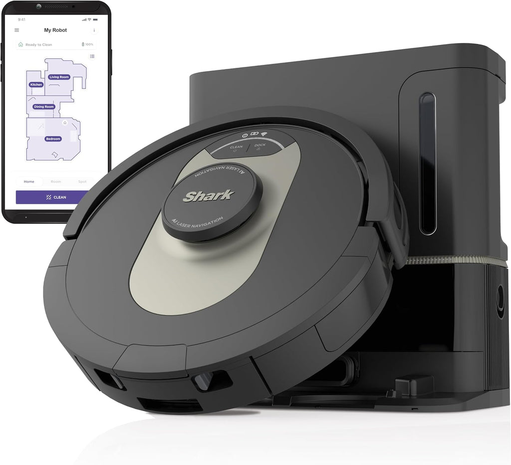 Shark AV2501AE AI Robot Vacuum with XL HEPA 60-Day Self-Empty Base, LIDAR Navigation, Perfect for Pet Hair, Compatible with Alexa/Wi-Fi, Carpet & Hard Floor, Black (Renewed)