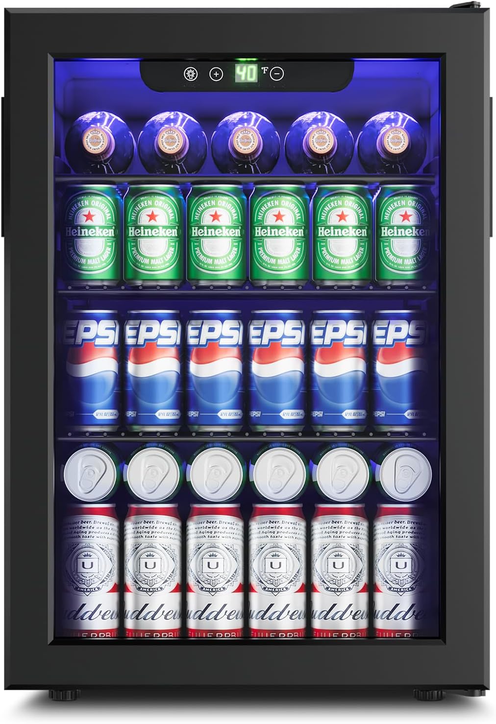 Feelfunn Wine Cooler Refrigerator - 24 Bottle 95 Can Mini Wine Fridge with Glass Door for Beer Soda Water Drink, Small Wine Cellar Beverage Refrigerator for Bedroom Office Home Bar Dorm, 2.6 Cu.Ft