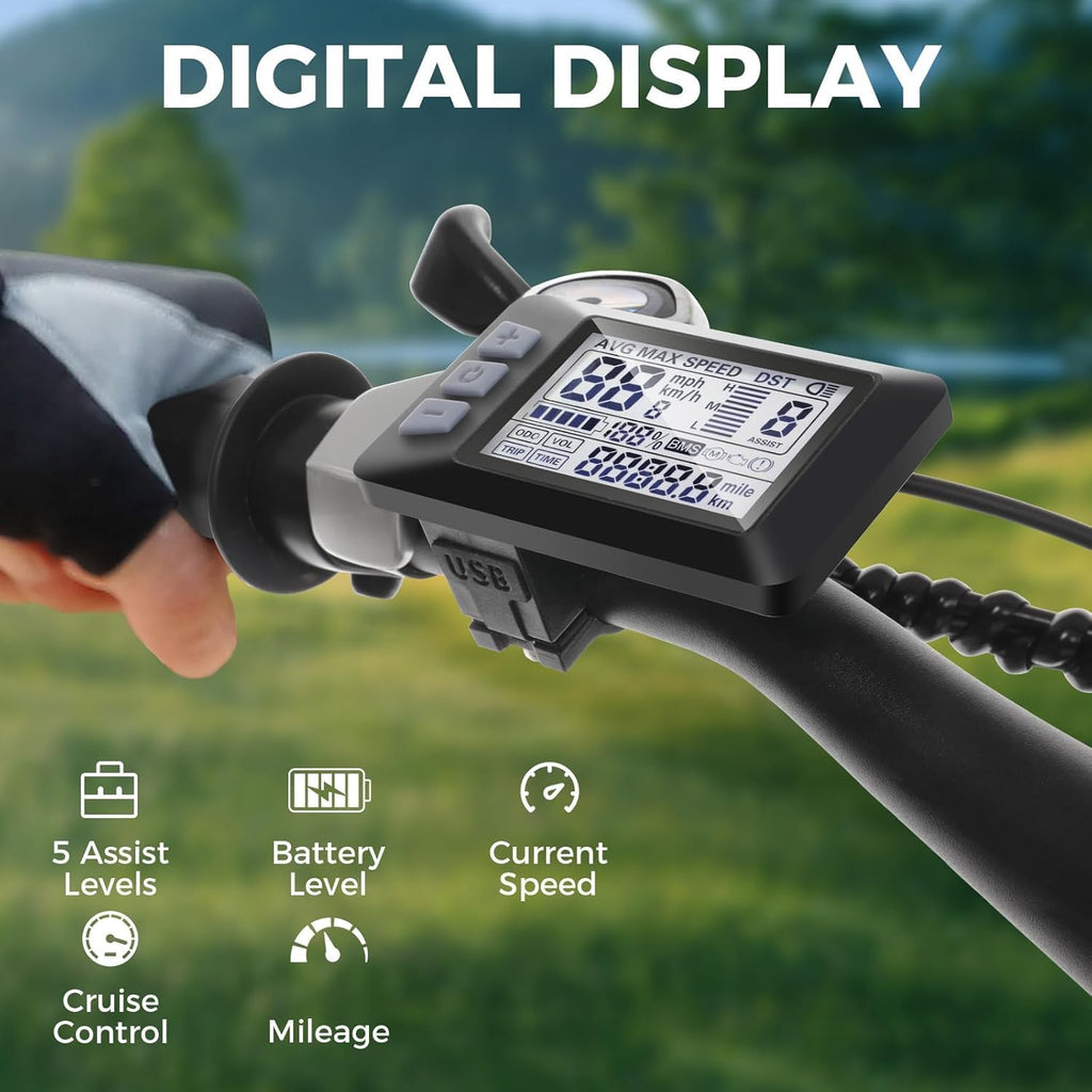 ANCHEER 26' Electric Bike for Adults, Peak 749W Ebike, 19.8MPH Electric Bicycle with 48V 374Wh / 48V 499Wh Battery(3H Fast Charge), LCD Display, Front Suspension, UL2849 Compliant