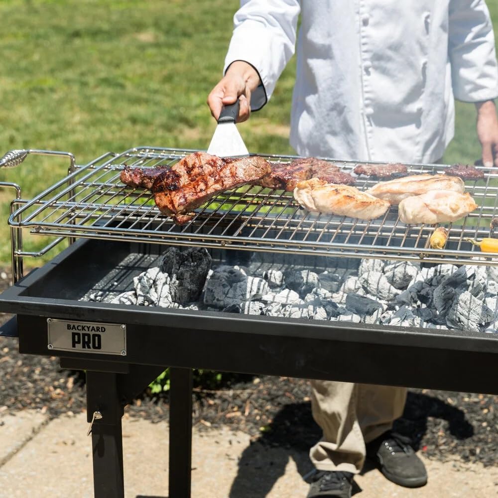 Backyard Pro CHAR60 60' Heavy-Duty Steel Charcoal Grill with Removable Legs and Cover