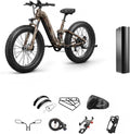 PUCKIPUPPY Battery+Electric Bike for Adults 960W(Peak), 48V 20AH Battery Adult Electric Bicycles, 26' Fat Tire Full Suspension Step-Thru Ebike, 28MPH Mountain Ebike, 7 Speed, 80Miles Range
