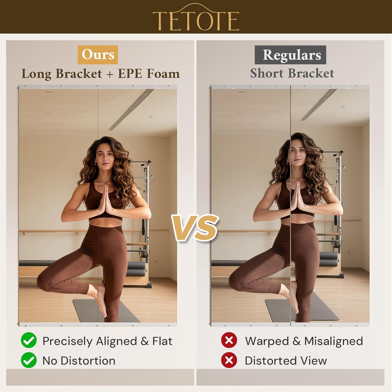 TETOTE Gym Mirrors for Home Gym Wall Large 67' x 24' - 2PCS Workout Exercise Fitness Mirror, Tempered Glass Frameless Full Length Mirror for Garage, Dance Studio, Yoga, Bedroom, Living Room