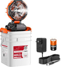 Portable Misting Fan with Bucket, 30000mAh Rechargeable Battery Powered Floor Cooling Fan with 4 Strong Winds, 4 Spray Mister, Adjustable Base for 10-13in Bucket for Camping, Beach, Patio-Orange