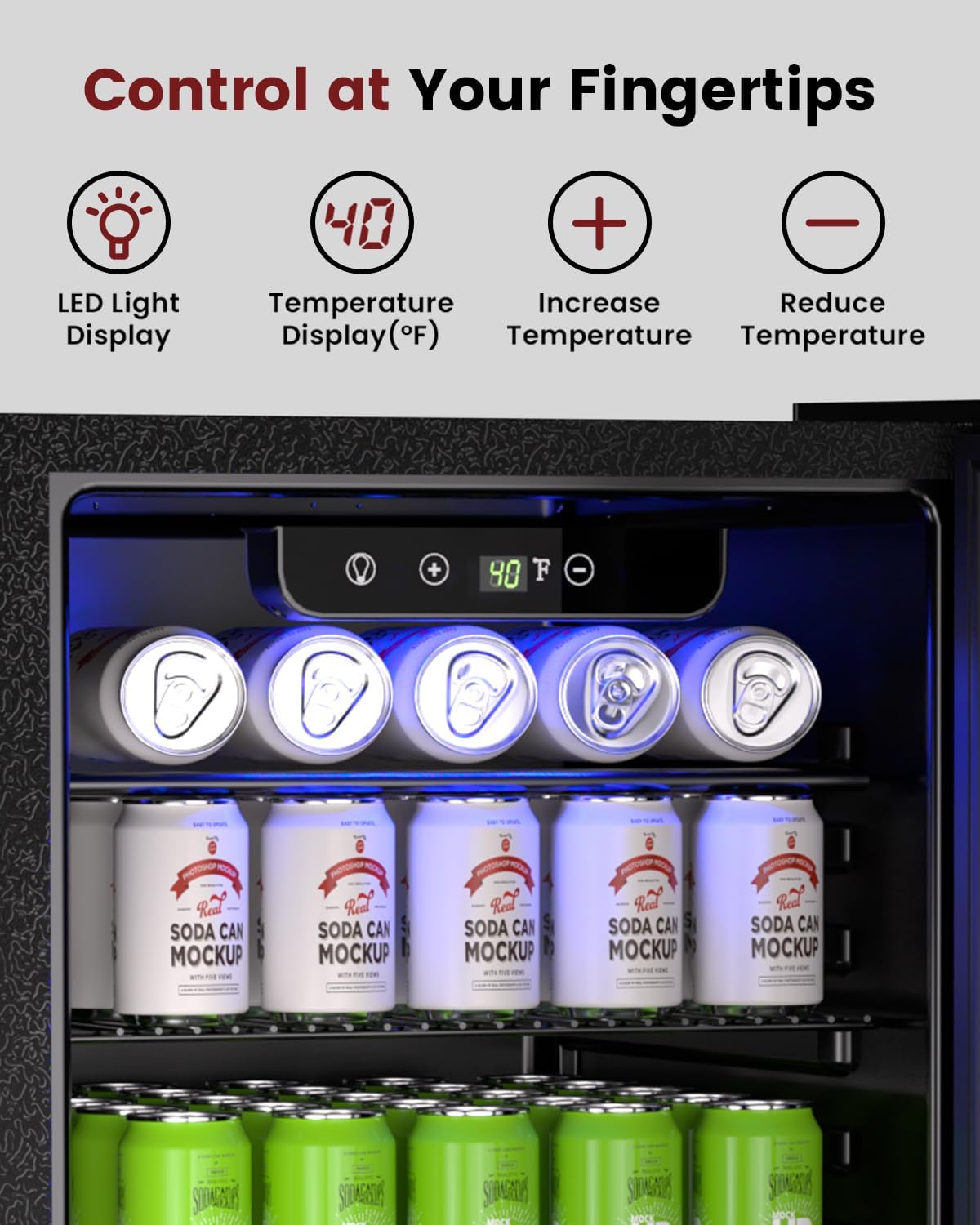 Feelfunn Wine Cooler Refrigerator - 24 Bottle 95 Can Mini Wine Fridge with Glass Door for Beer Soda Water Drink, Small Wine Cellar Beverage Refrigerator for Bedroom Office Home Bar Dorm, 2.6 Cu.Ft