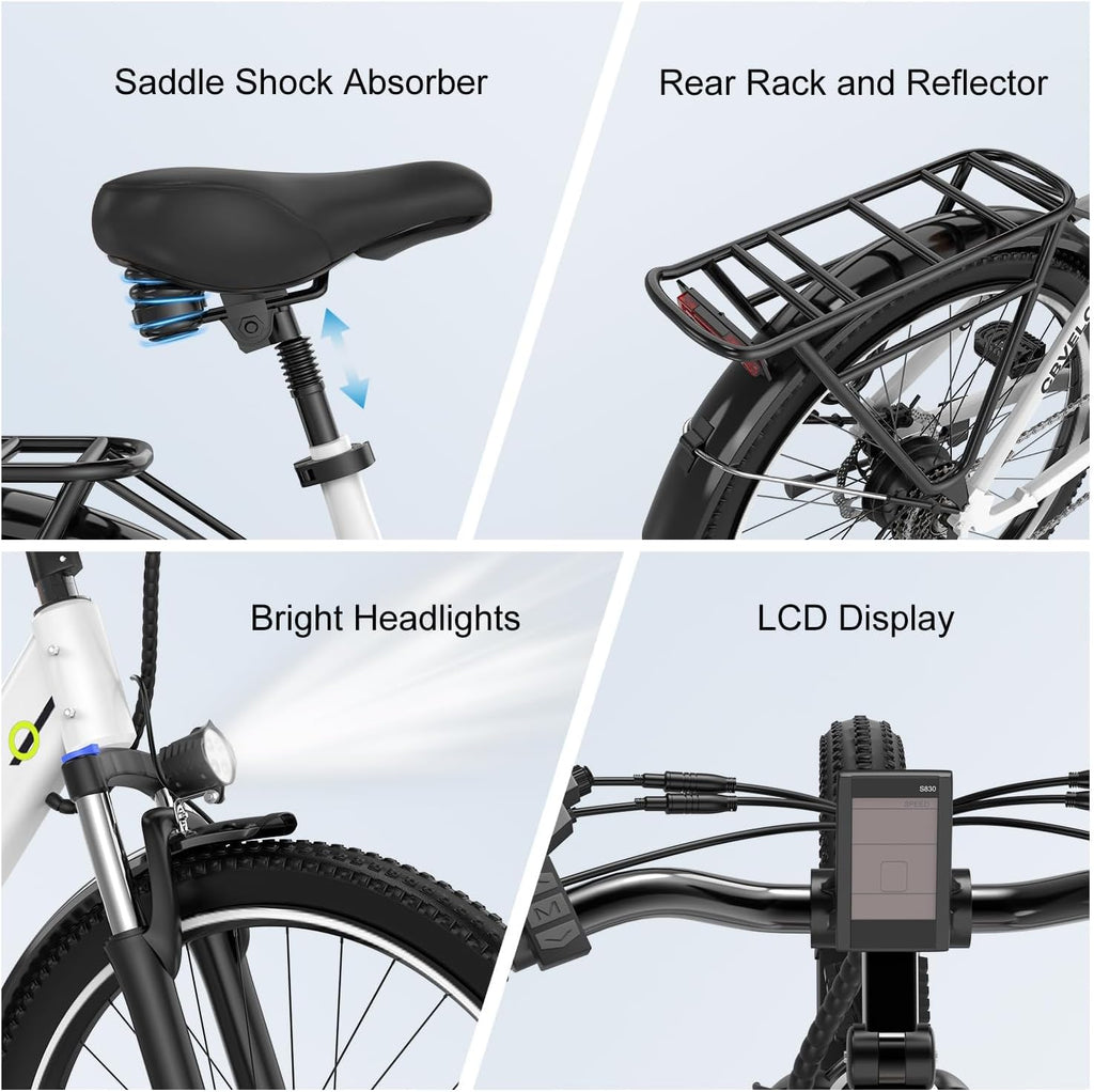 Cybervelo 750W Peak Electric Bike for Adults,up 80 Miles 25AH Removable Battery Ebike, 26' Electric E Bike with 7-Speed,Adult Electric Bicycles for Commute Beach Snow Man Womens All Terrain