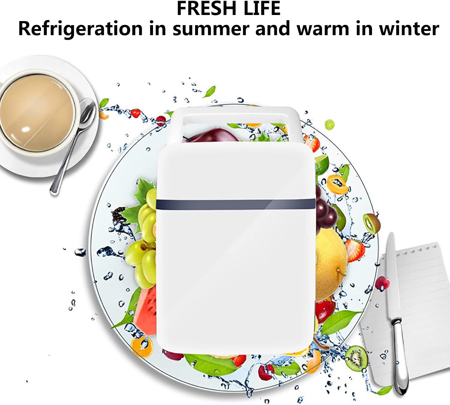 10L Mini Fridge Portable Refrigerator Electric Reefer Thermoelectric Cooler Food Warmer & Drinks Chiller for Cars, Homes, Offices, and Dorms AC+DC Power Compatibility