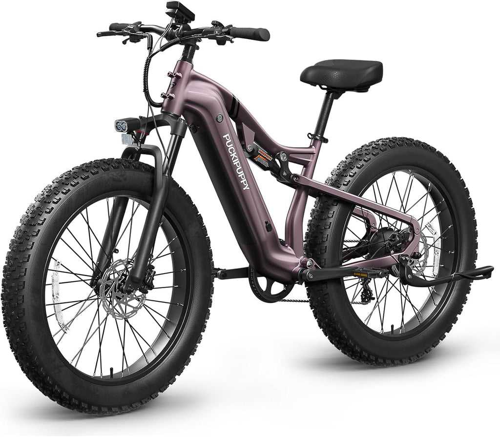 PUCKIPUPPY Electric Bike for Adults 1350W Peak Upgrade, 48V 20AH Battery Ebike, 26' Fat Tire Full Suspension Electric Mountain Bike, 80 Miles Range, 28 MPH, 8 Speed, Torque Sensor, Labrador Pro