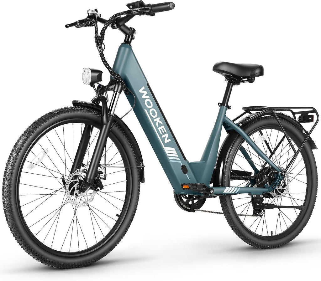Wooken Electric Bike for Adults, 749W Peak Ebike, 26' x 2.1' Tire Step Through Electric Bike, City Cruiser Ebike with 48V 10.4/15Ah Removable Battery, 7 Speed, SGS Certified to UL2849