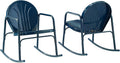Crosley Furniture Griffith Retro Metal Outdoor Rocking Chairs, Set of 2, for Porch, Deck, Balcony, Backyard, Navy Gloss