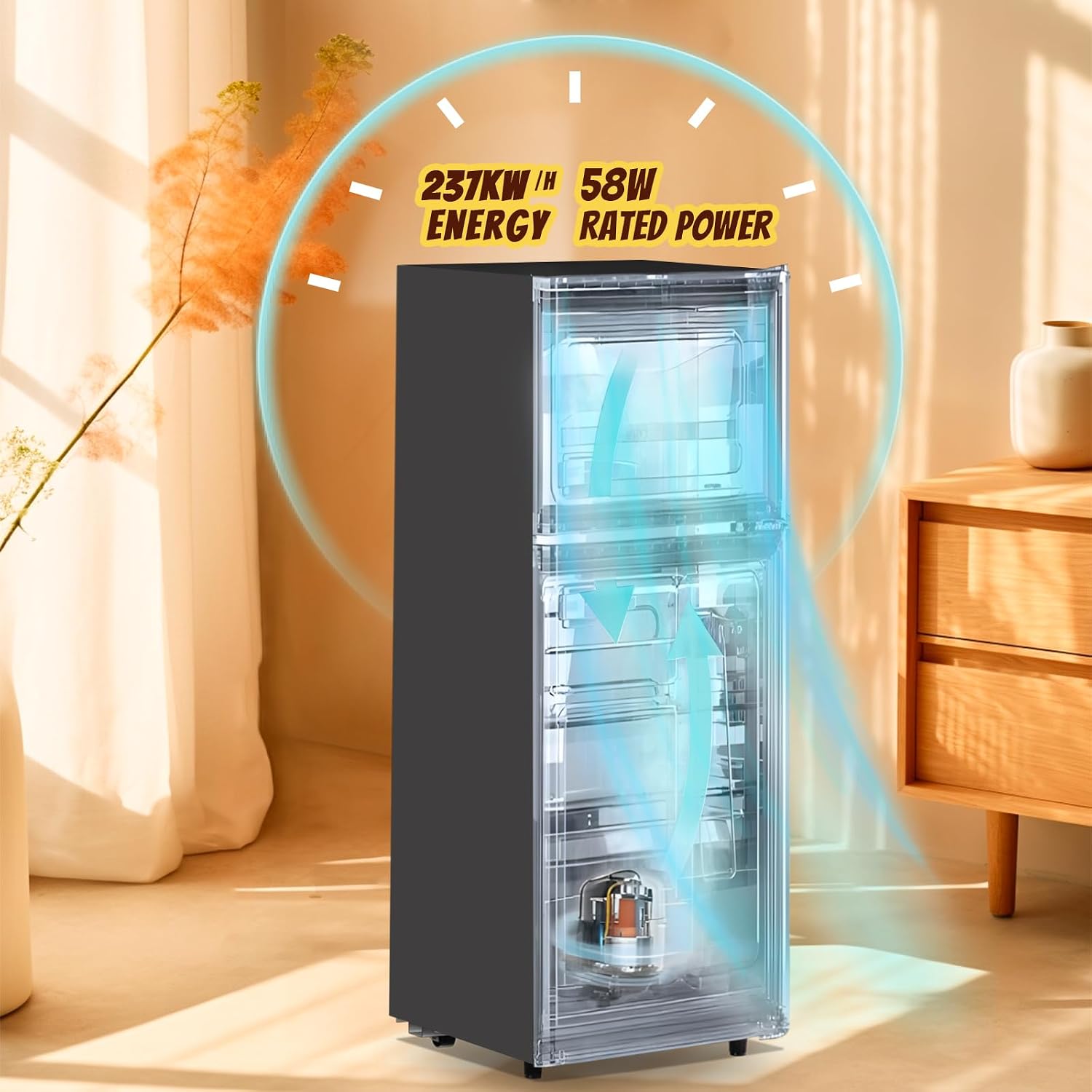 Small Refrigerator with Freezer Double Door Mini Fridge Top Freezer Adjustable Temperature for Dorm Office Apartment Dark Gray