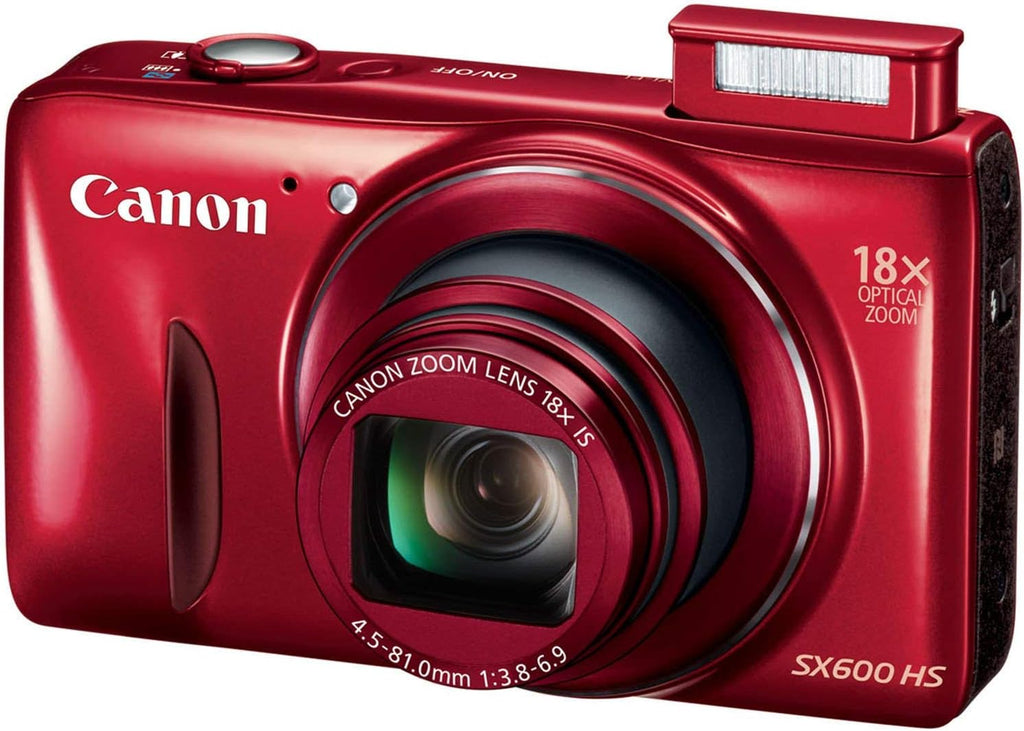 Canon PowerShot SX600 HS 16MP Digital Camera - Wi-Fi Enabled (Red) (Renewed)