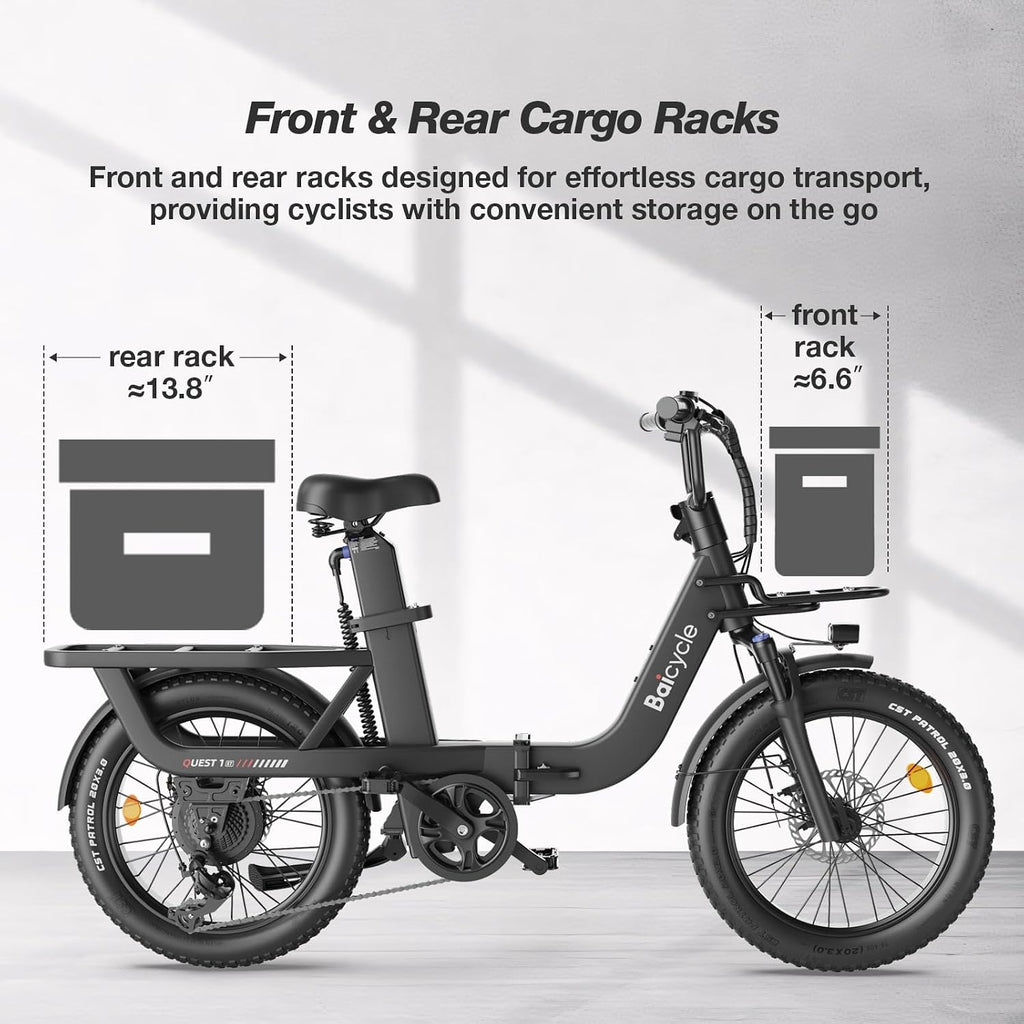 28 MPH Electric Bikes for Adults 20 x 3 inch Fat Tire Ebike with 90 Miles(PAS) Long Range 48V Removable Battery E-Bike 7 Speed Step Thru Electric Bicycle