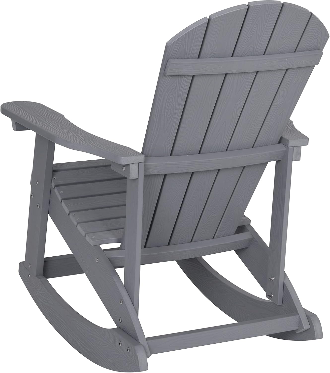 Flash Furniture Savannah All Weather Adirondack Rocking Chairs, Polyresin Wood Adirondack Chair with 350-lb. Static Weight Capacity, Set of 2, Gray