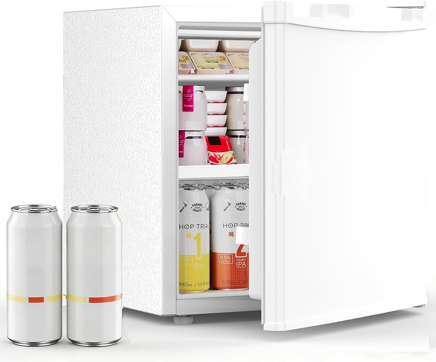 Antarctic Star Mini Fridge with Freezer, Rated 1.6 cu.ft, Small Upright Refrigerator with Removable Shelves, 7 Adjustable Thermostat, Low Noise for Bedroom/Apartment/Office,White