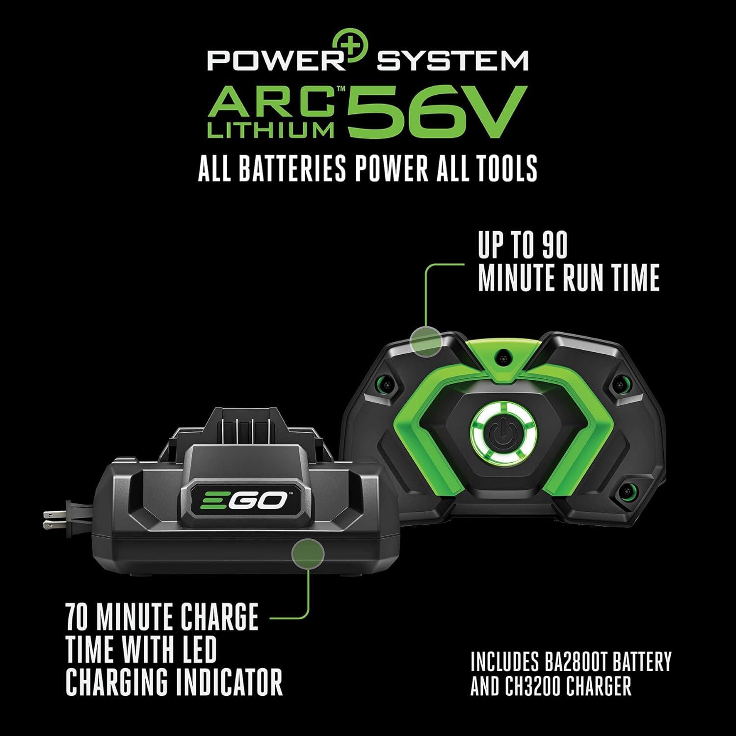 EGO POWER+ Leaf Blower, Cordless Electric 765 CFM, Includes 56V 5.0Ah Battery and Charger - LB7654