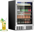 Stopasd Beverage Refrigerator Cooler, 5.3 Cu.Ft/166 Can Drink Fridge with Adjustable Shelves & Glass Door for Soda Wine Beer, Quiet Undercounter Small Fridge for Home/Office/Bar/Garage(37-61 ℉),Sliver
