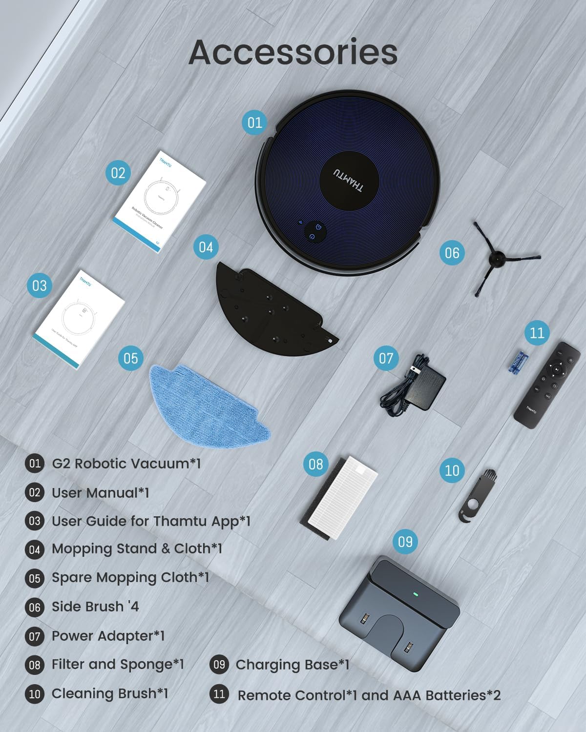 Robot Vacuum and Mop Combo, 100Min Runtime, APP&Voice Control, Ultra-Thin, Tangle-Free, Self-Charging Robotic Vacuum Cleaner, Good for Pet Hair, Hard Floor and Medium-Pile Carpet