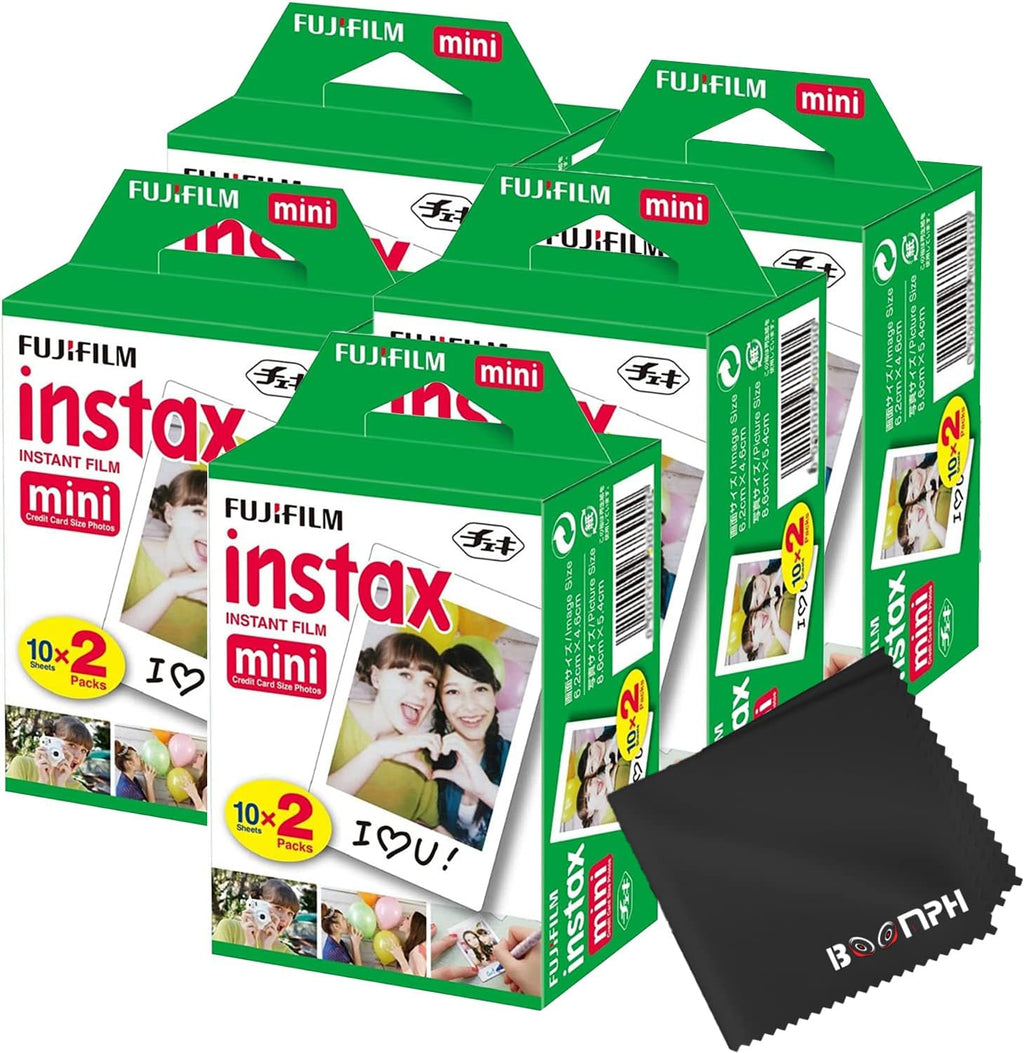 Fujifilm Instax Mini Instant Camera Film: 100 Shoots Total, (10 Sheets x 10) - Capture Memories Anytime, Anywhere-Boomph's Comprehensive Ultimate Performance Cloth Solution for Perfect Picture Quality