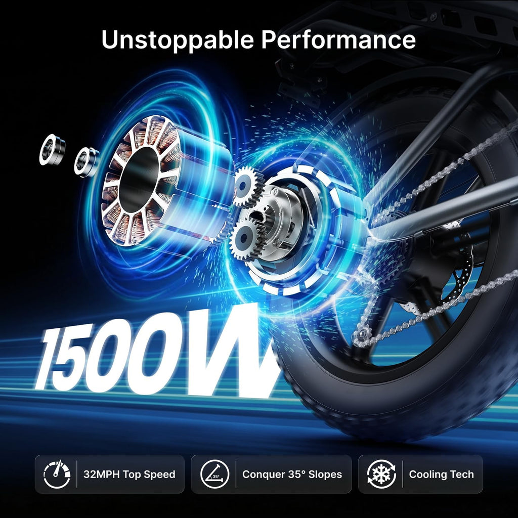 DEEPOWER Electric Bike for Adults,2000W Peak Motor&32MPH Electric Dirt Bike，48V 20AH/35AH/60AH Battery, 70-160 Max Miles,Dual Suspension Ebikes for Adults, 20' Fat Tire E Bike