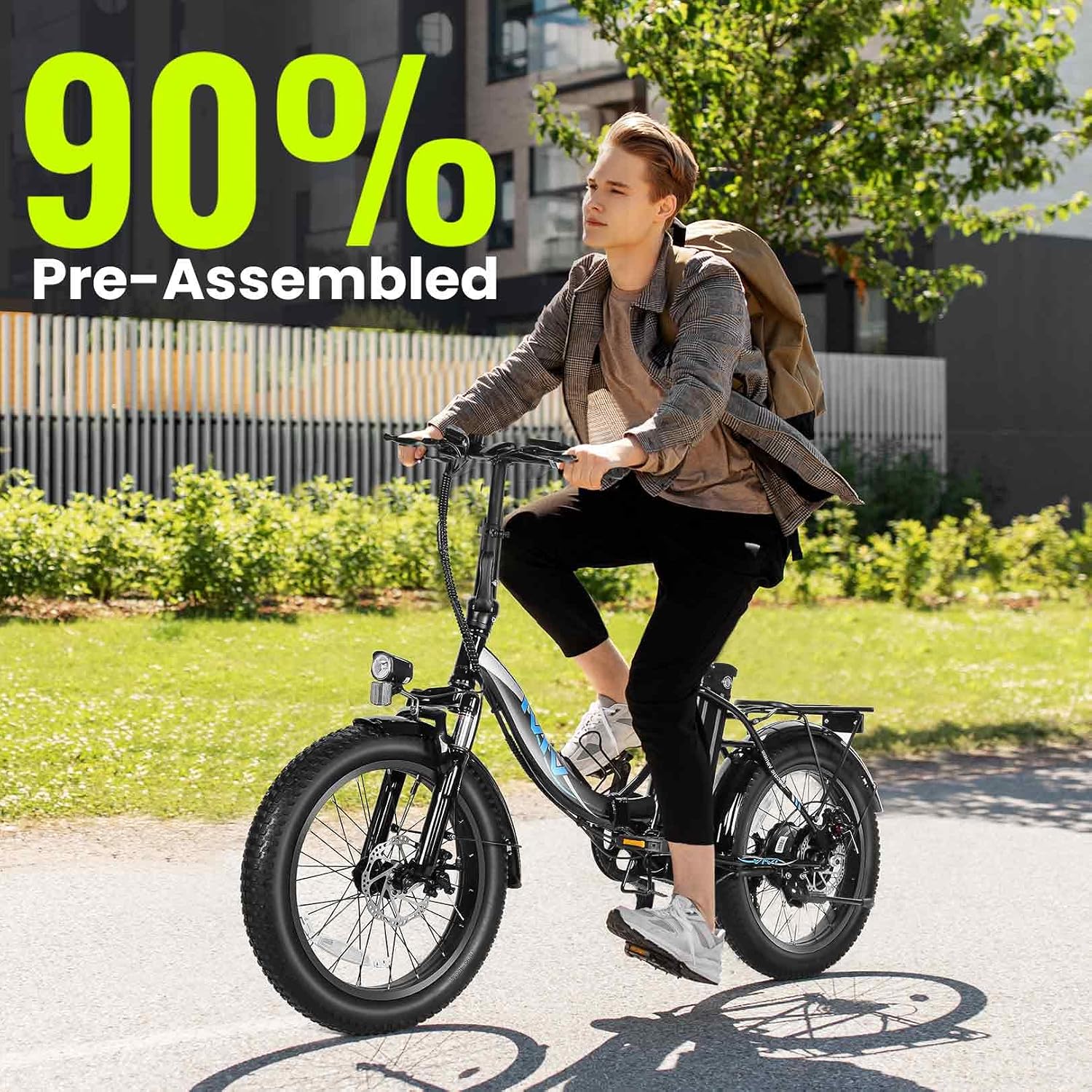 Vivi MT20UL Foldable Electric Bike 20' x3.0 Fat Tire Electric Bike with 48V 499.2WH Removable Battery, Peak 749W, Up to 50 Miles EBike, 7-Speed, 19.8MPH, Cruise Control, SGS Certified to UL2849