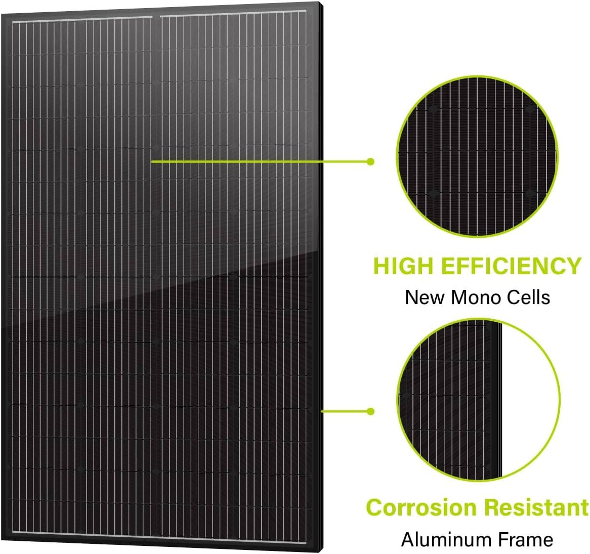 Newpowa 10BB Cell 200W Monocrystalline 200 Watt 12V Solar Panel Black Frame, High Efficiency RV Marine Boat Off Grid