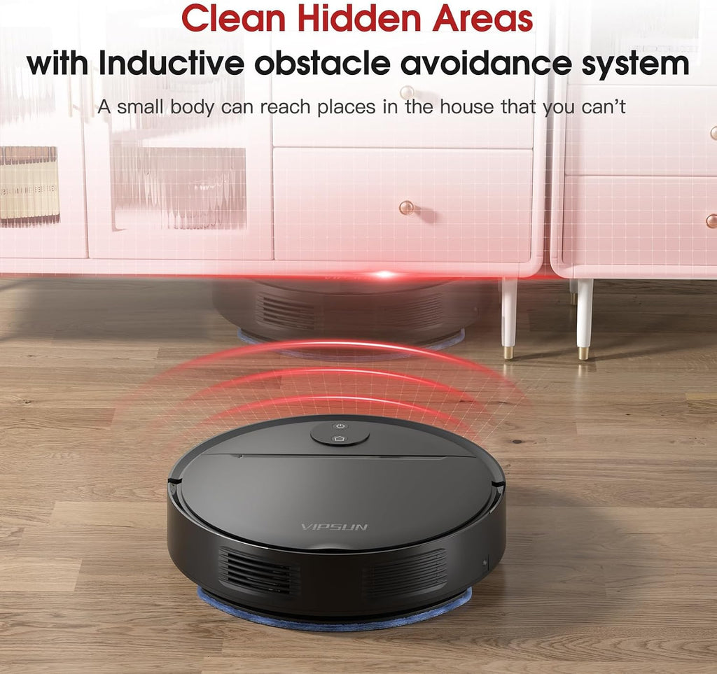 VIPSUN Robot Vacuum and Mop Combo with 4000Pa Suction, APP/Voice/Remote Control, Robotic Vacuums with Personalized Adjustment Setting, Self-Charging, Obstacle Avoidance, Smart Home Robot Aspiradora
