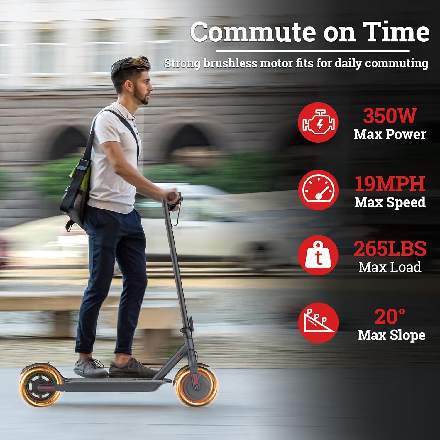 Qlaway Electric Scooter for Adults, 350W/500W Motor, 16-22 Miles Range, 8.5'/10' Solid Tires, Dual Braking & Suspension, Folding Portable Commuting E-Scooter with App