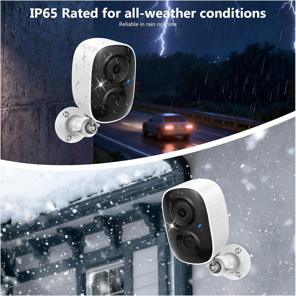 2K FHD Security Camera Wireless Outdoor Cameras for Home Security,AI Human Detection,Instant Alert,Color Night Vision,SD/Cloud Storage,Solar/Battery Powered,2.4G WIFI Only,Spotlight,Siren Alarm,4 Pack