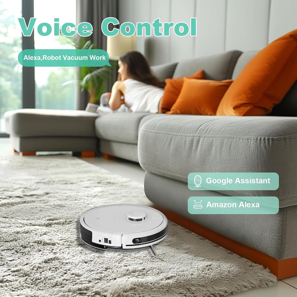 TECBOT S3 PRO Robotic Vacuum Cleaner and mop, LiDAR Navigation, 150mins Runtime&4,000Pa Suction, Automatic Charging Robot Vacuum Cleaner, WiFi,App,Alexa, Ideal for Hard Floor, Pet Hair,White