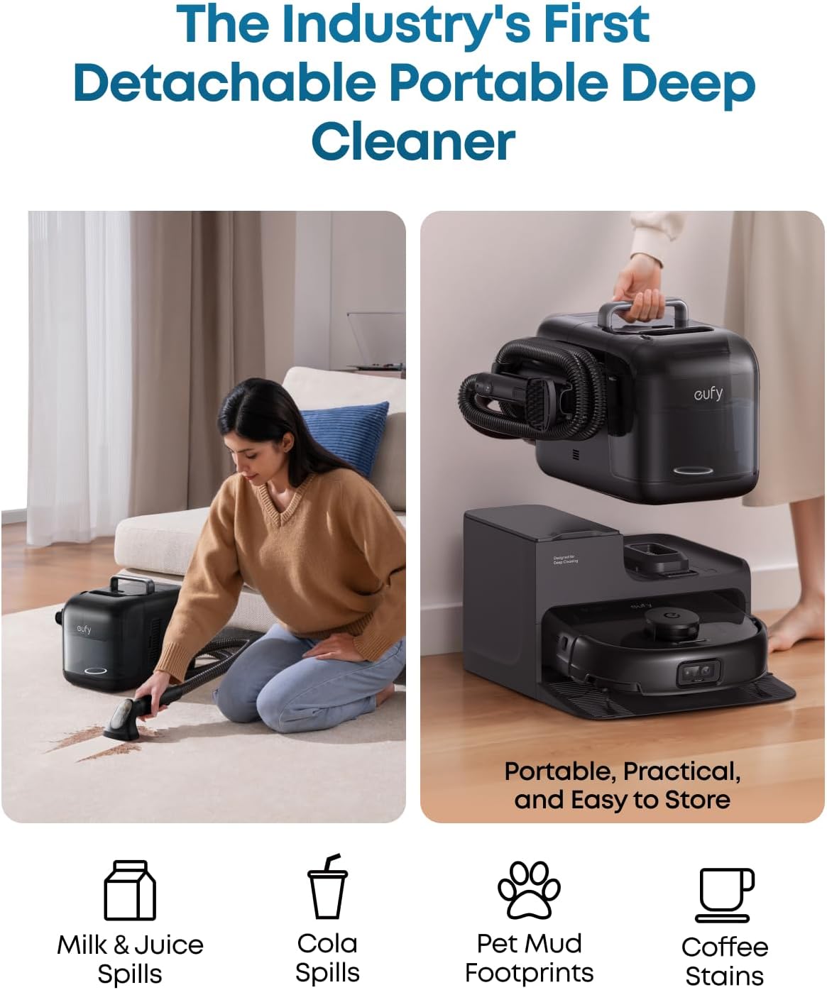 eufy Robot Vacuum E28, 20,000 Pa Suction, Roller Mop with HydroJet System, Portable Carpet for Deep Cleaning,All-in-One Robot Vacuum and Mop Combo, Zero-Tangling, Corner-to-Edge Cleaning (Upgraded)