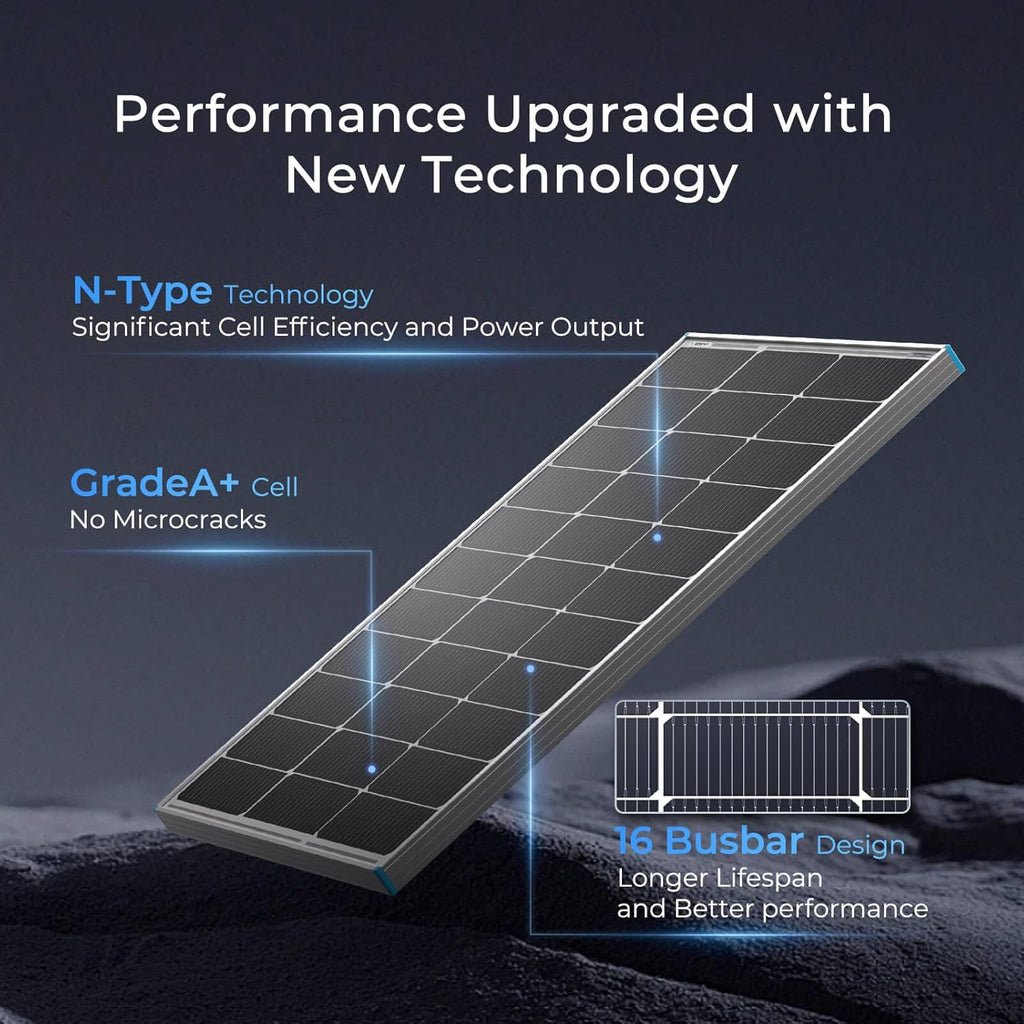 Renogy 4PCS N-Type 100 Watt Solar Panels 16BB, 12V 400W Solar Panel 25% High-Efficiency, PV Module Power Charger for RV Marine Rooftop Farm Battery and Other Off-Grid Applications, 4-Pack 100W