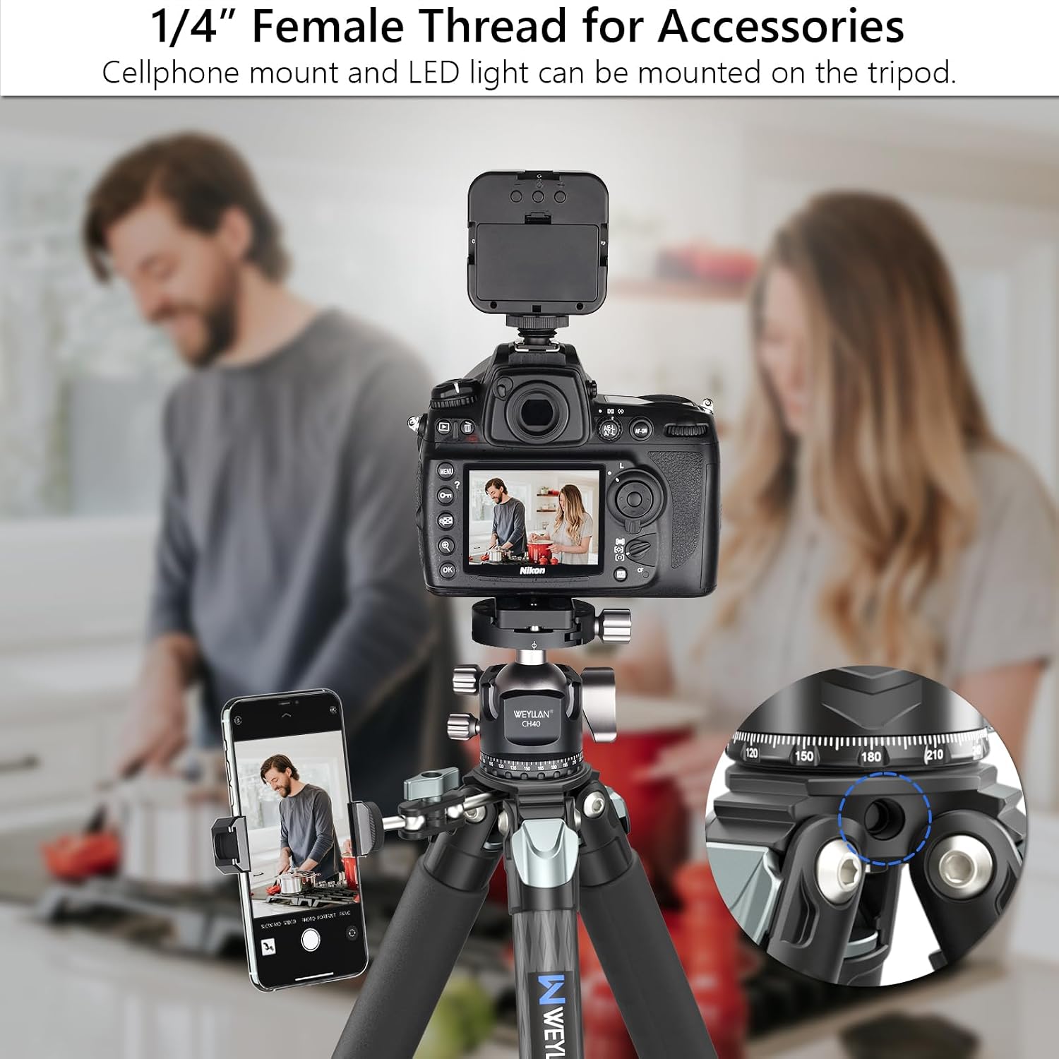 Carbon Fiber Heavy Duty Tripod WEYLLAN 81'' Professional Tripods for Camera, 10-Layer Carbon Fibre Tube, 32.5mm Leg with Low Profile Tripod Ball Head for Canon Nikon Sony, DSLR SLR Digital Camcorder