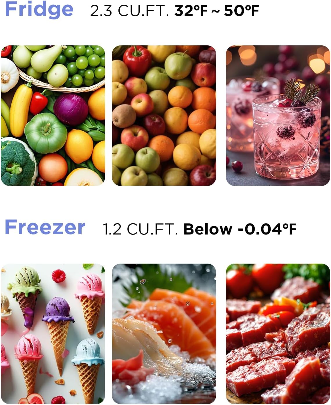 F.W.WOOLWORTHS 3.5 Cu.Ft Fridge with Freezer, Refrigerator with 2 Doors for Office, Kitchen, Dorm and Bedroom, Fridge with 7 Level Temp Adjustable Thermostat, Red