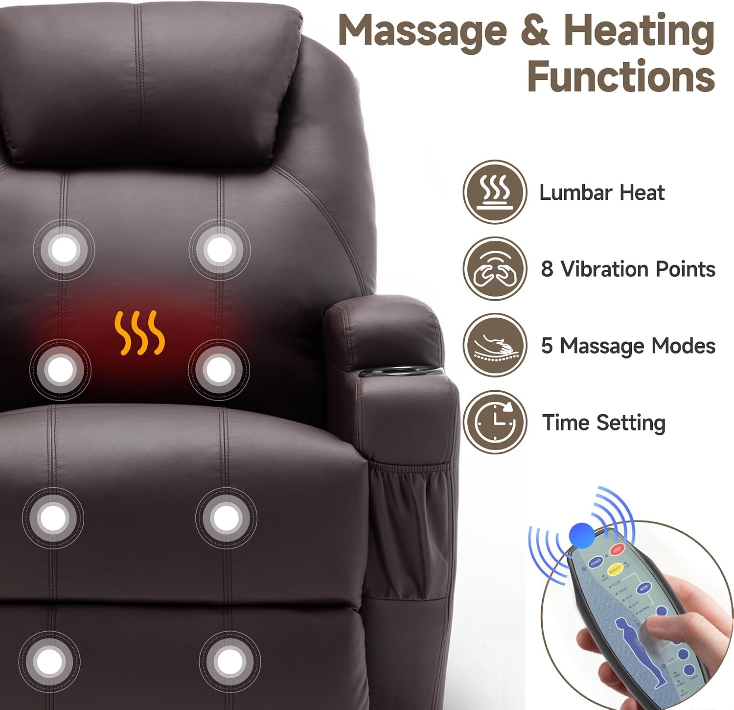 Korser Recliner Chair, Rocker Recliner Chair with Massage and Heat, Manual Recliner Chairs for Adults, 360° Swivel Rocker Recliner with Remote Control and Cup Holder for Living Room, Nursery