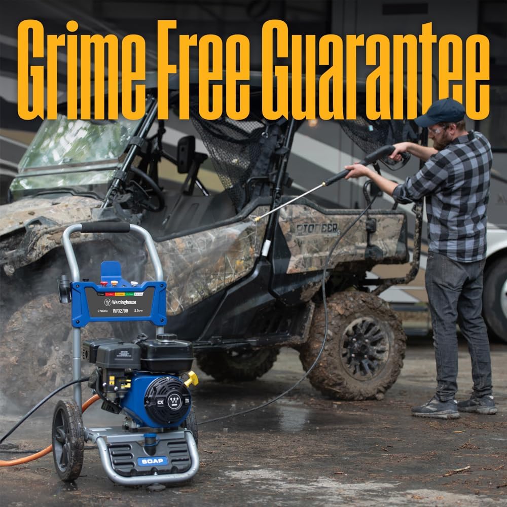 Westinghouse WPX2700 Gas Pressure Washer, 2700 PSI and 2.3 GPM, Onboard Soap Tank, Spray Gun and Wand, 5 Nozzle Set, for Cars/Fences/Driveways/Homes/Patios/Furniture