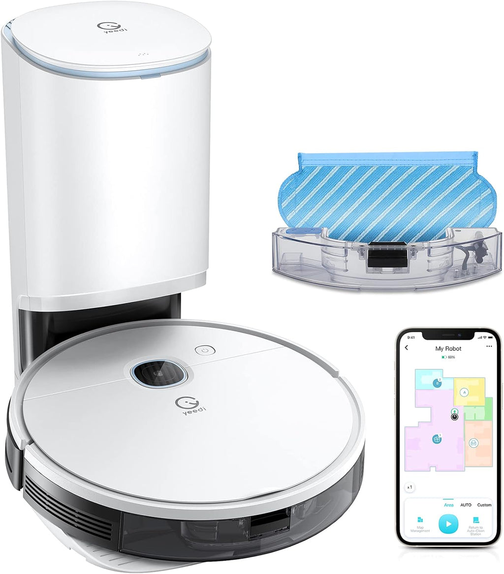 Yeedi vac Station Robot Vacuum and Mop - Self Emptying 3-in-1 Cleaner,200-Min Runtime,3000Pa Suction, Smart Mapping, Carpet Detection, Alexa Compatible, Wi-Fi Connected