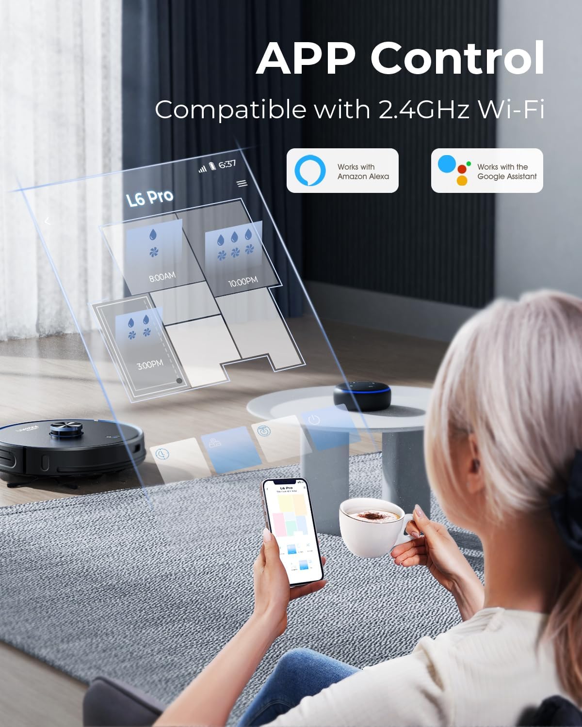 Laresar Clean Robot Vacuum and Mop Combo, 3500Pa Robotic Vacuum with 3.5L Self Emptying Station, 250 mins Runtime, LIDAR Navigation, WiFi/APP/Alexa Control, Ideal for Pet Hair, Carpet and Hard Floor