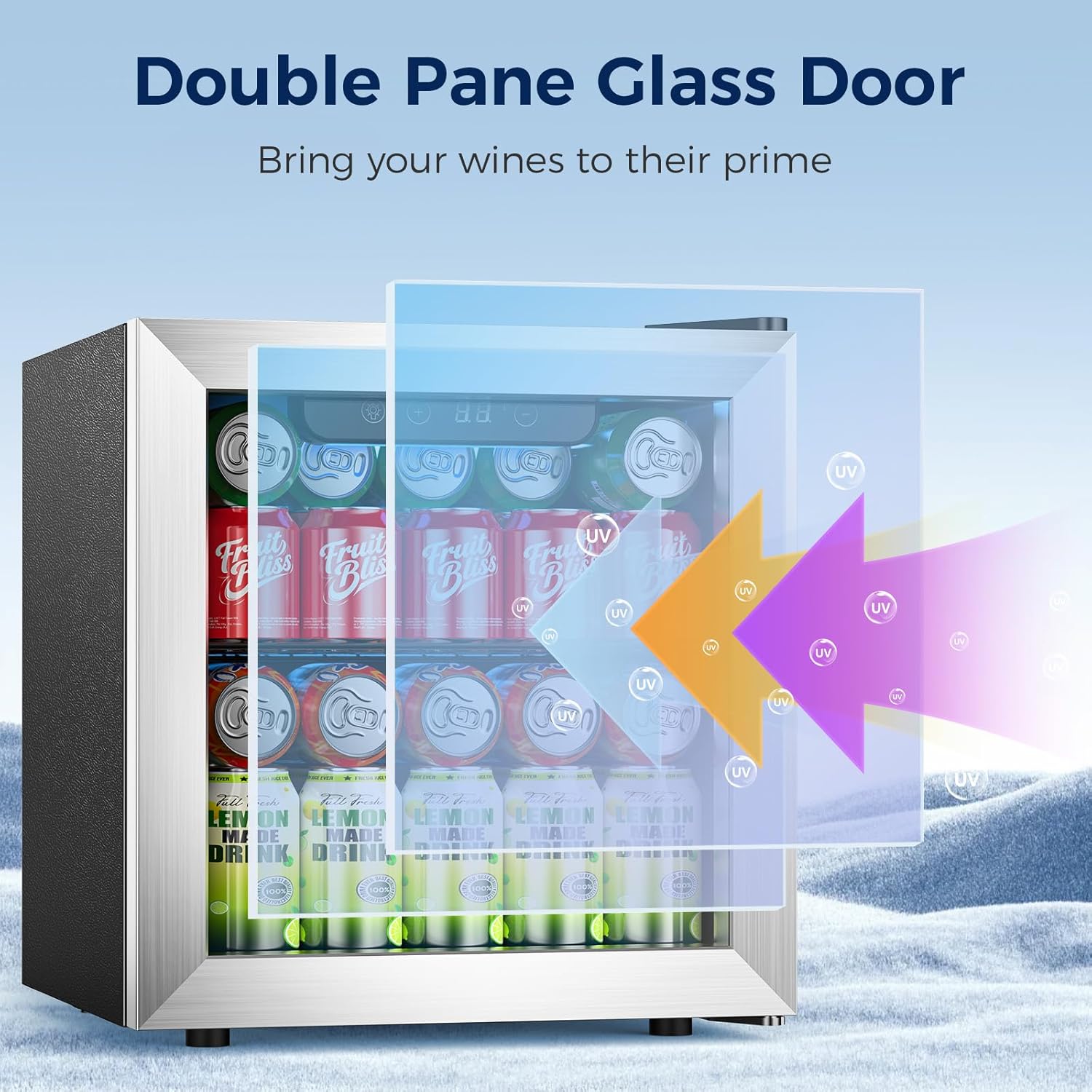 Beverage Refrigerator, 50 Cans Commercial Mini Fridge Cooler, 1.3 Cu.ft with Glass Door, Adjustable Shelves, Digital Temperature Freestanding Small Drink Fridge Soda Beer or Wine for Home Dorm Bar