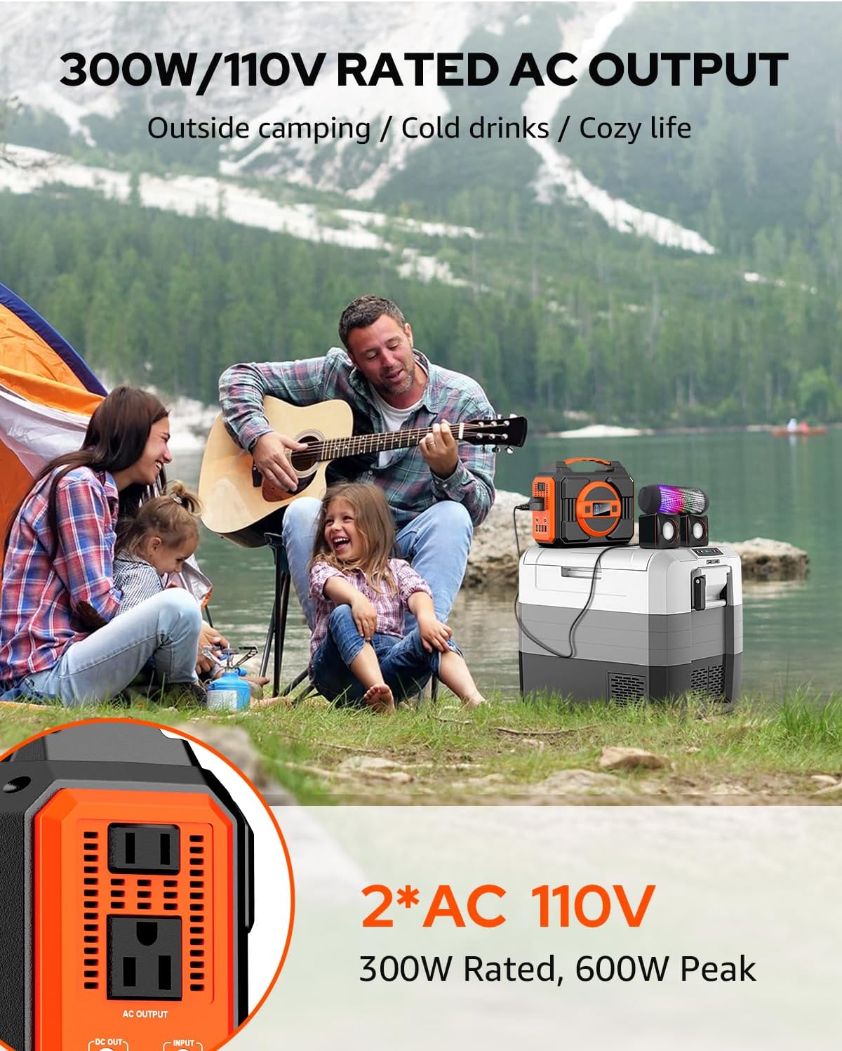 Solar Powered Generator 300W, Portable Solar Generator Power Station with Solar Panels 40W Included and Carrying Case Bag