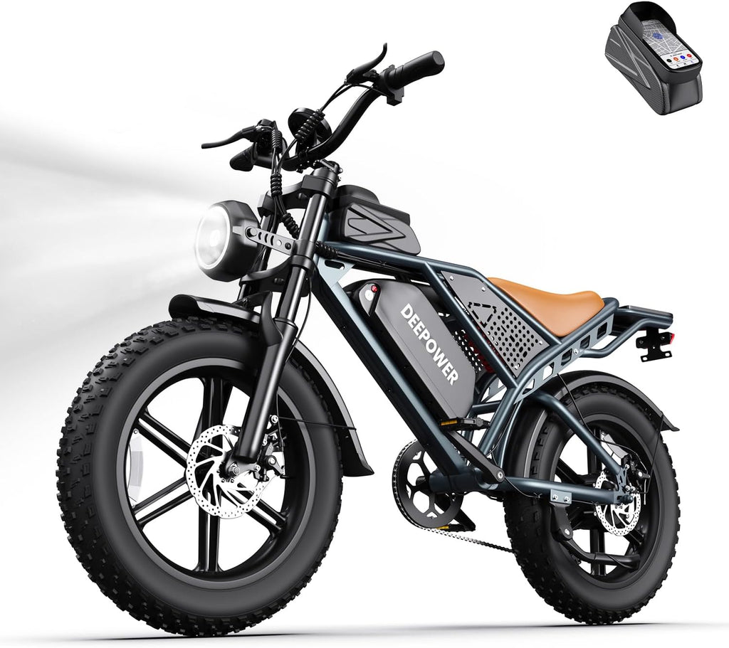 DEEPOWER QS7 Electric Bike for Adults, 2000W Peak Power 28MPH E-Bike, 48V 20Ah/35Ah/60Ah Battery Options, 35–180 Mile Range, 20' Fat Tire Ebike, 7-Speed All-Terrain Electric Bicycle