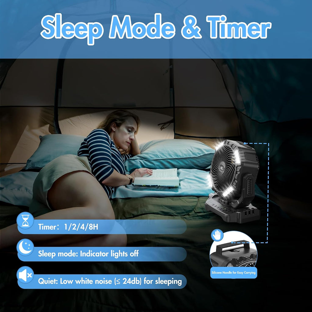 40000mAh Battery Powered Fan, Rechargeable Oscillating Floor Fan with Remote, 136H Cooling Max Camping Essentials for RV, Fathers Day Gift for Men Dad Blue Collar Workers, Co-Branded with AMACOOL