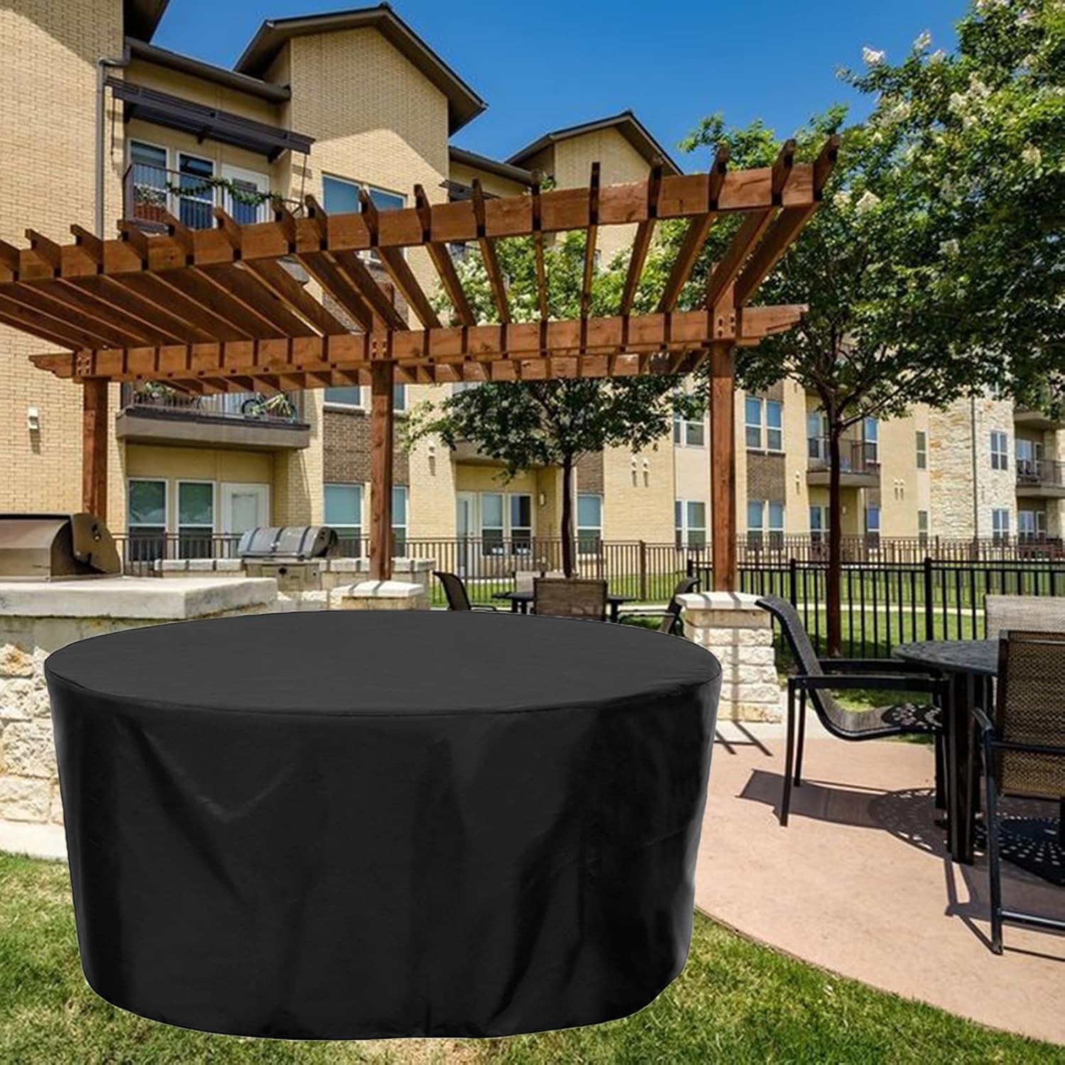 Waterproof Patio Sofa Cover 122' D x 39' H, Extra Large Outdoor Furniture Set Covers, Outdoor Garden Table Set Cover, Round Patio Dining Table and Chairs Set Cover (310x100cm)