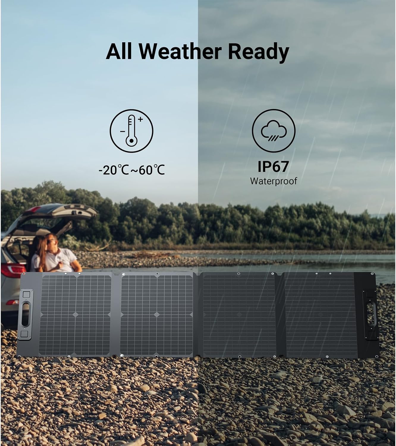 105W Ultra Lightweight Portable Solar Panel,100% Power Station Compatible, New Carbon Fiber Material, A-grade Premium High-Efficiency Monocrystalline PV Module, Ideal for Outdoor Camping,RV