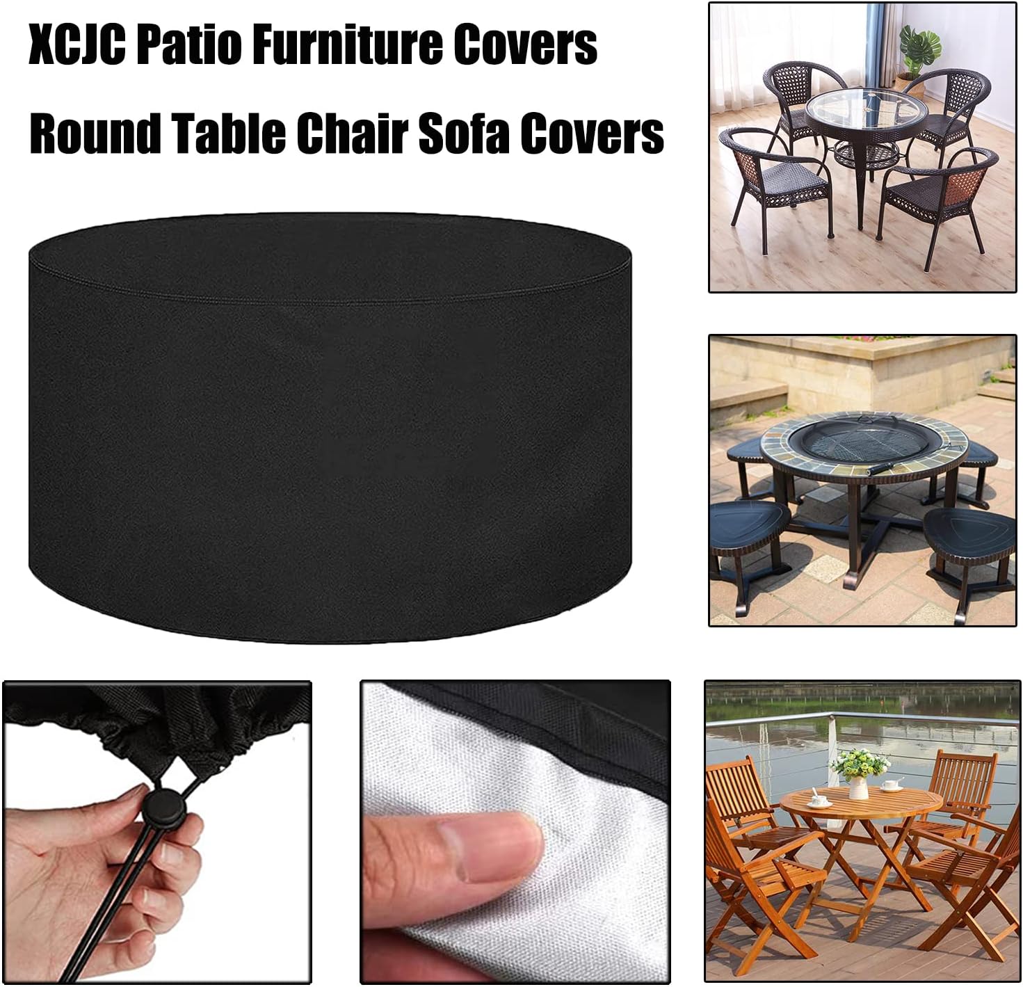 Dining Table Chair Set Cover 126' D x 39' H, Outdoor Waterproof Furniture Covers, 420D Heavy Duty Gas BBQ Grill Cover, Windproof Outdoor Cover for Garden (320x100cm)