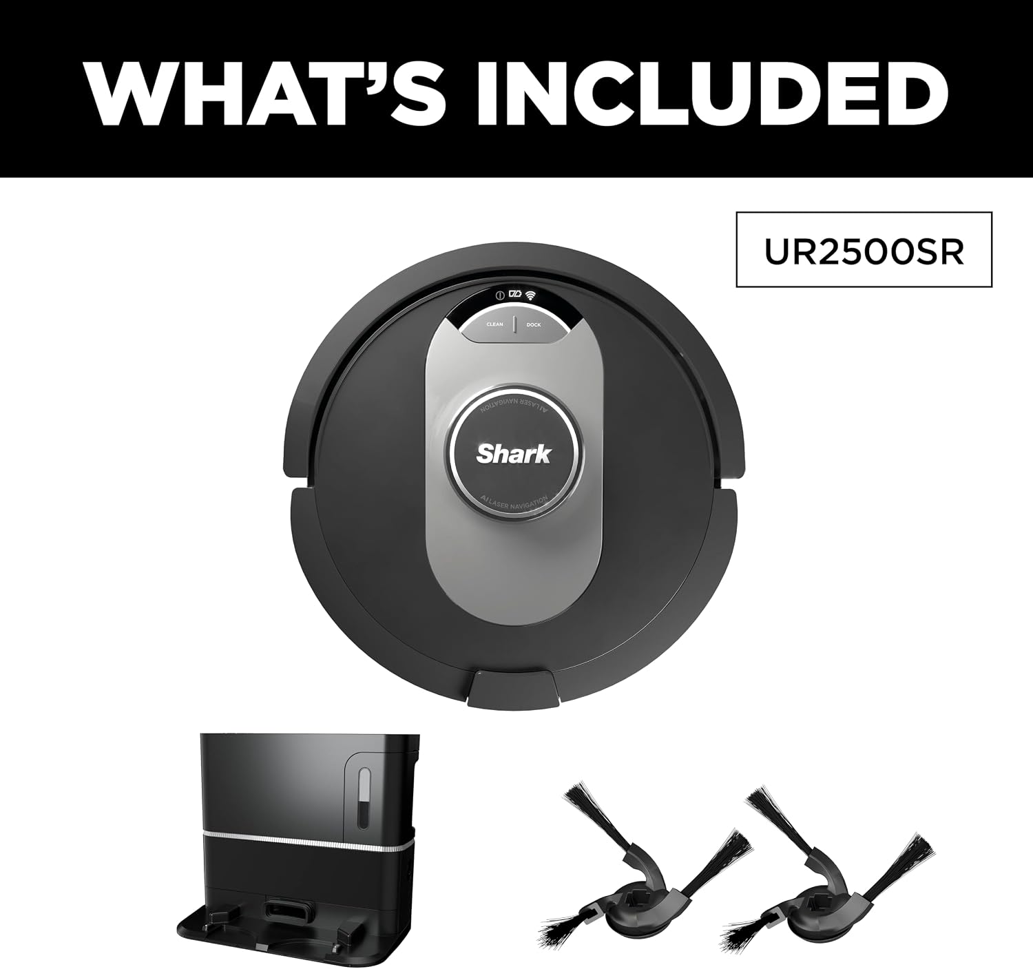 Shark UR2500SR AI Ultra Robot Vacuum with Self-Empty Base, Bagless, 30-Day Capacity, LIDAR Navigation, Compatible with Alexa, WiFi Connected, Black